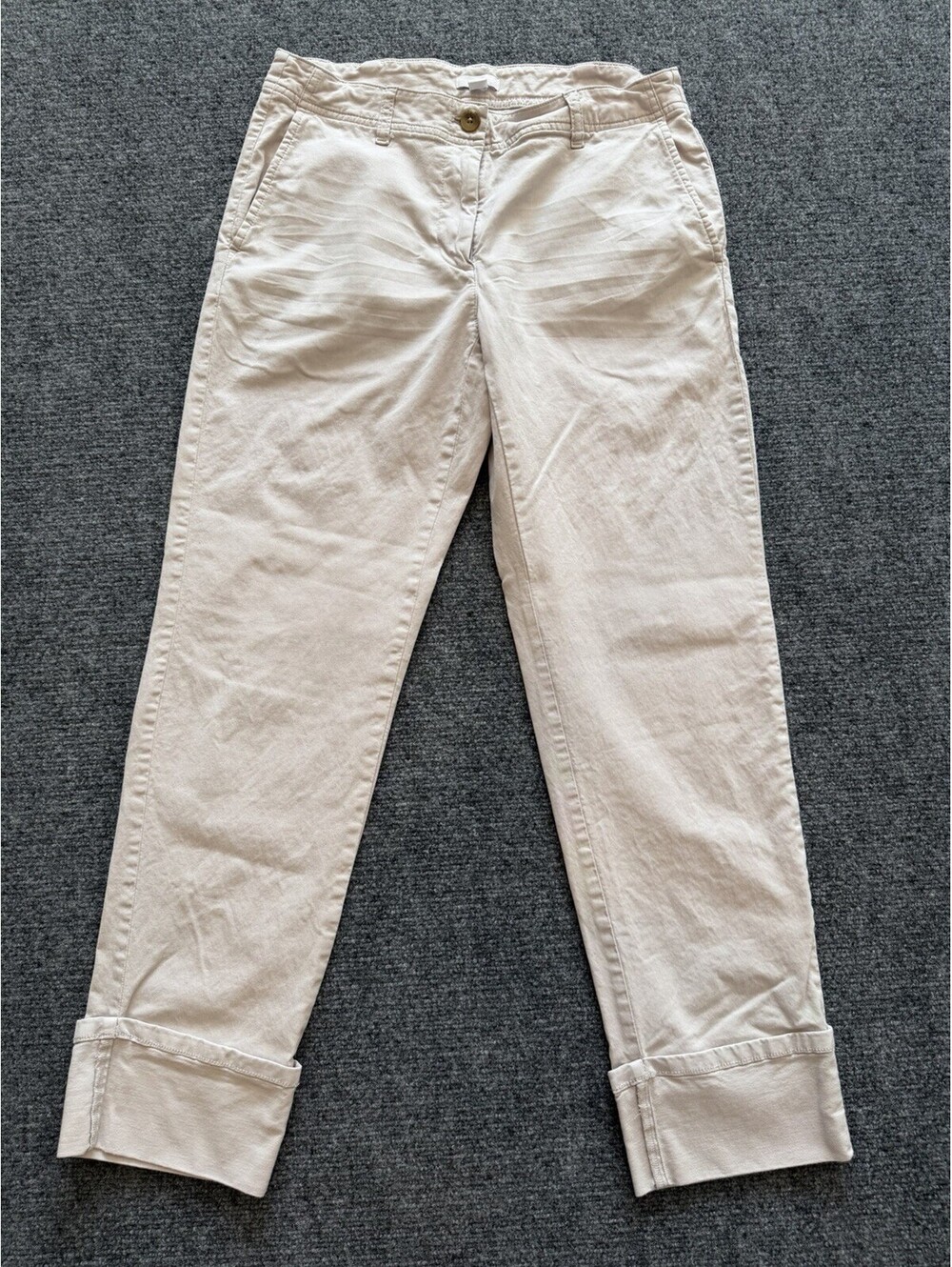 J. Jill Cuffed Chino Pants Womens Size 6 Beige Straight Leg Casual Elegance